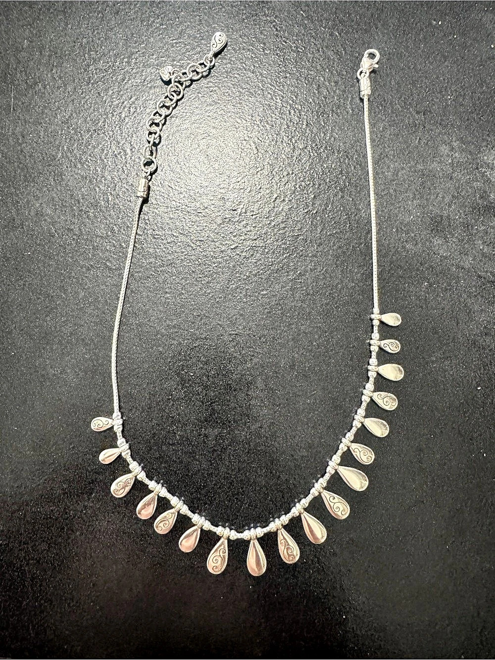 Brighton Silver Teardrop Scroll Necklace & Bracelet Matching Set